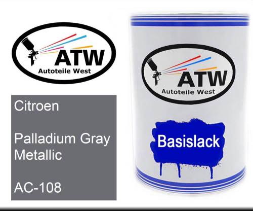 Citroen, Palladium Gray Metallic, AC-108: 500ml Lackdose, von ATW Autoteile West.